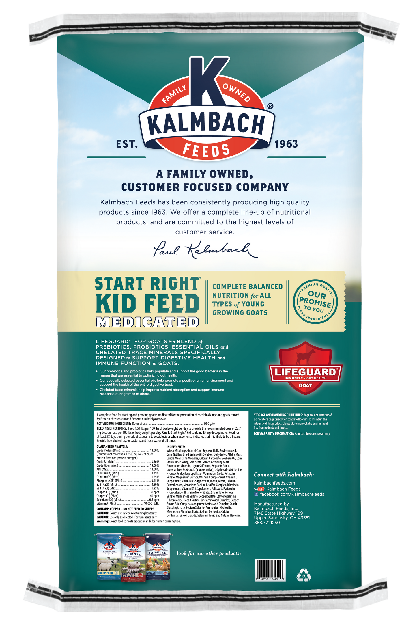 Kalmbach Start Right® Kid Feed (Medicated) 50 lb