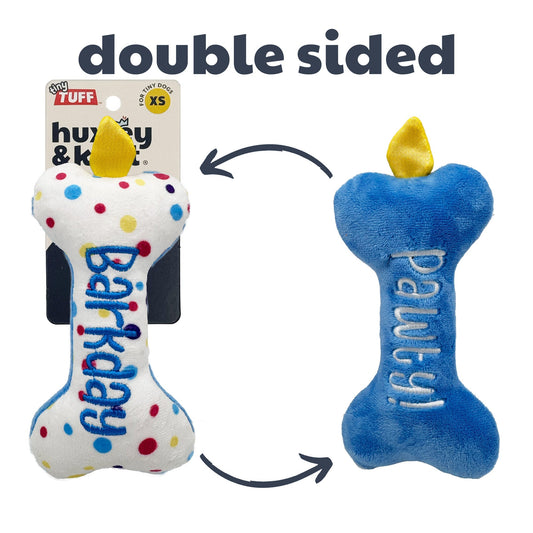 Huxley & Kent: Tiny Tuff - It's My Barkday Bone Stuffed Dog Toy