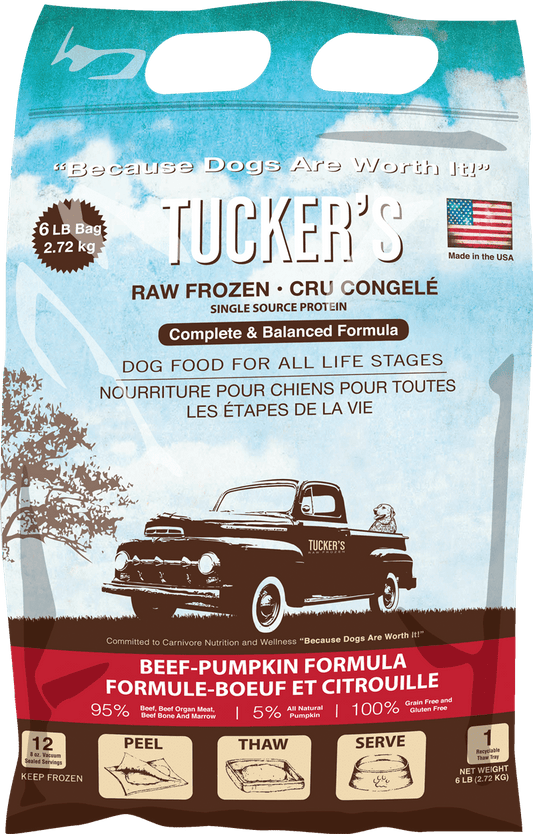 Tuckers: Raw Frozen Dog Food - Beef & Pumpkin Recipe 6LB Bag