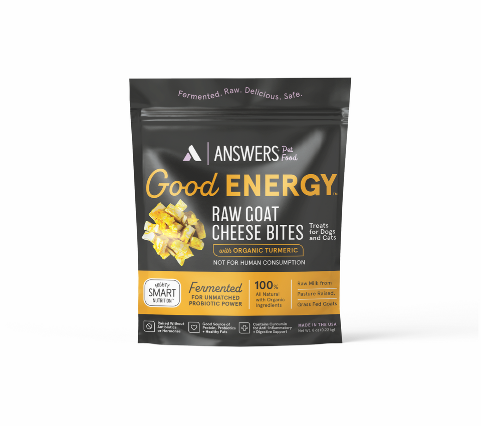 Answers Pet Food: Good Energy Raw Goat Cheese Bites 8oz Pouch