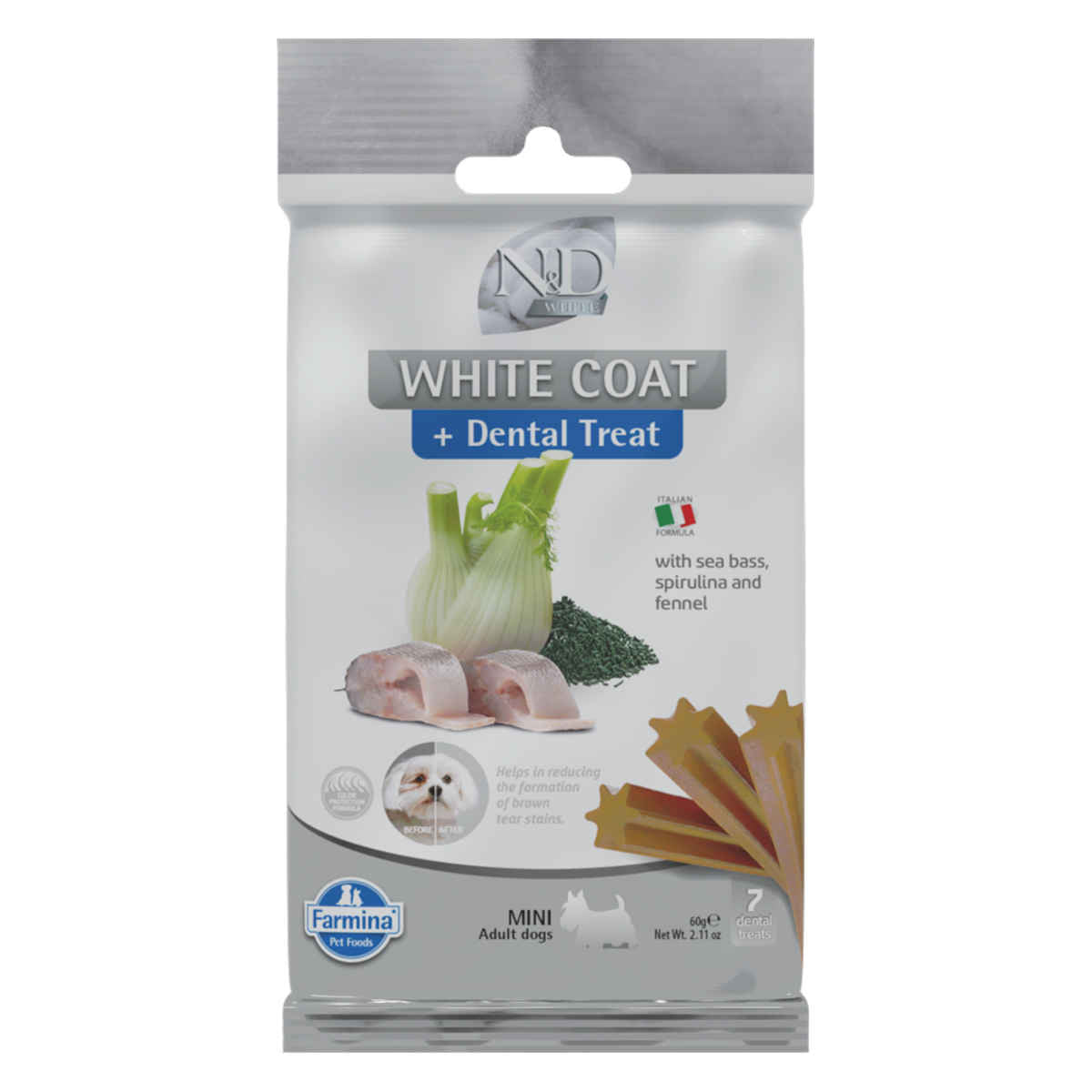 Farmina N&d White Coat Sea Bass/Fennel, Dental Treats For Dogs, Medium/maxi  3.5 oz