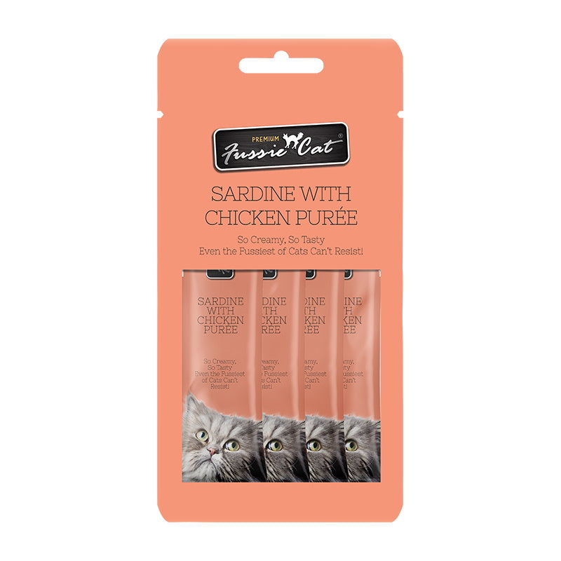 Fussie Cat Sardine Puree 0.5 oz 4 Packets Bag