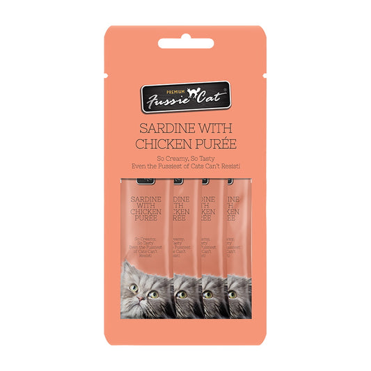 Fussie Cat Sardine Puree 0.5 oz 4 Packets Bag