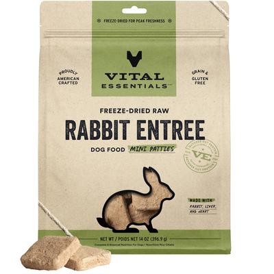 Vital Essentials: Freeze-Dried Raw Dog Food Mini Patties: Rabbit Entree 14oz Bag