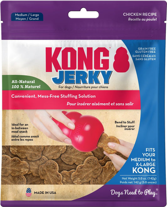 KONG Jerky Chicken Recipe Grain-Free Dog treats XS to Medium/ Treats, 5-oz pouch