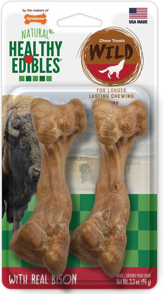 Nylabone Healthy Edibles WILD Natural Long Lasting Bison Dog Chew Treat, Medium, 2 count
