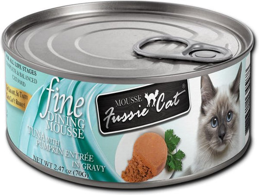 Fussie Cat: Fine Dining Mousse Tuna with Pumpkin Entrée in Gravy 2.47oz Can