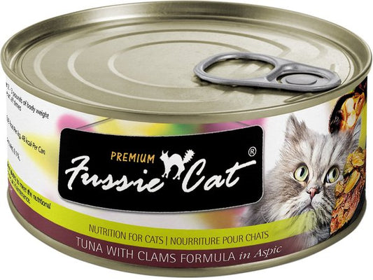 Fussie Cat: Premium Tuna with Clams Formula in Aspic 2.28oz Can