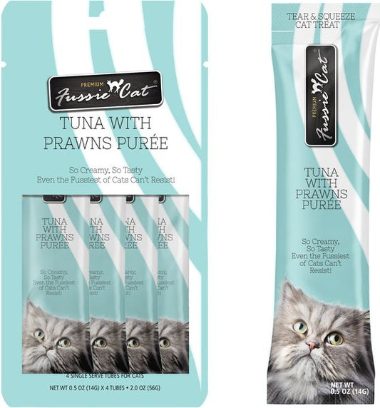 Fussie Cat Tuna With Prawns Puree 4 single Tubes for Cats