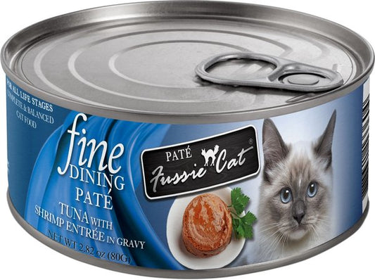 Fussie Cat: Fine Dining Paté Tuna with Shrimp Entrée 2.82oz Can