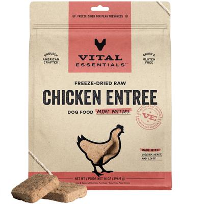 Vital Essentials: Freeze-Dried Raw Dog Food Mini Patties: Chicken Entree 14oz Bag