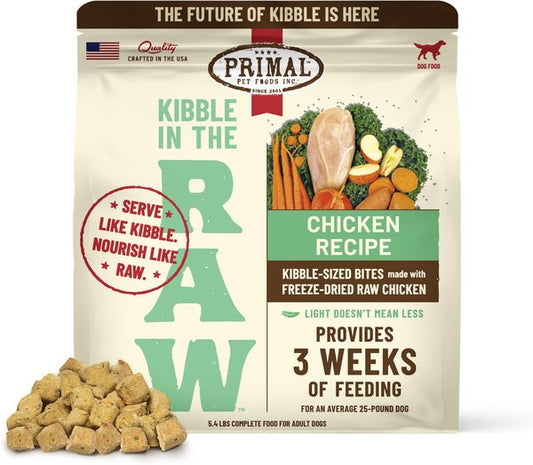 Primal Kibble in the Raw Chicken Recipe Non-GMO Freeze-Dried Dog Food 5.4LB