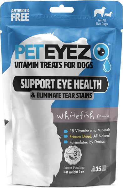 Pet Eyez Dog Vitamin Treats Support Eye Health & Eliminate Tear Stains Whitefish Formula 1 oz