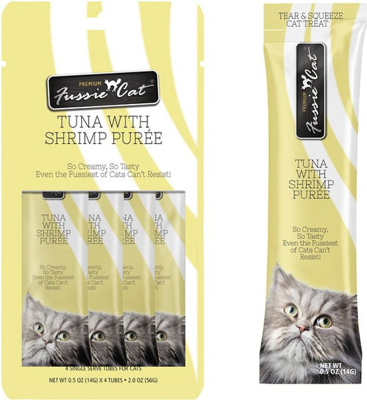 Fussie Cat Tuna With Shrimp Puree 4 Single Serve Tubes for Cats