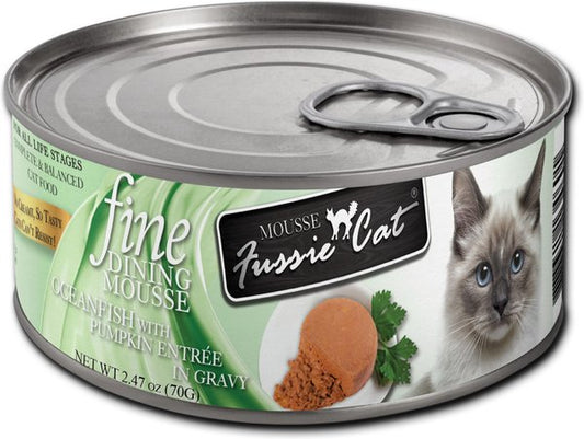 Fussie Cat: Fine Dining Mousse Oceanfish with Pumpkin Entrée in Gravy 2.47oz Can