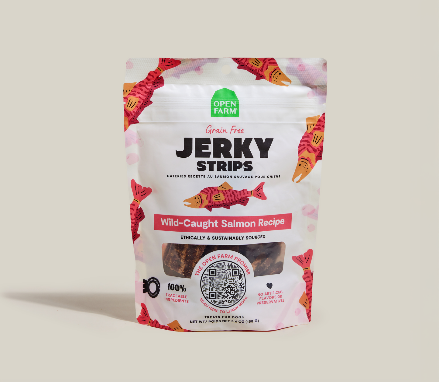 Open Farm: Jerky Strips - Wild-Caught Salmon 5.6oz Bag